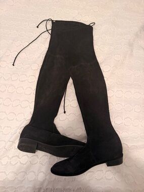 STUART WEITZMAN black suede thigh high boots